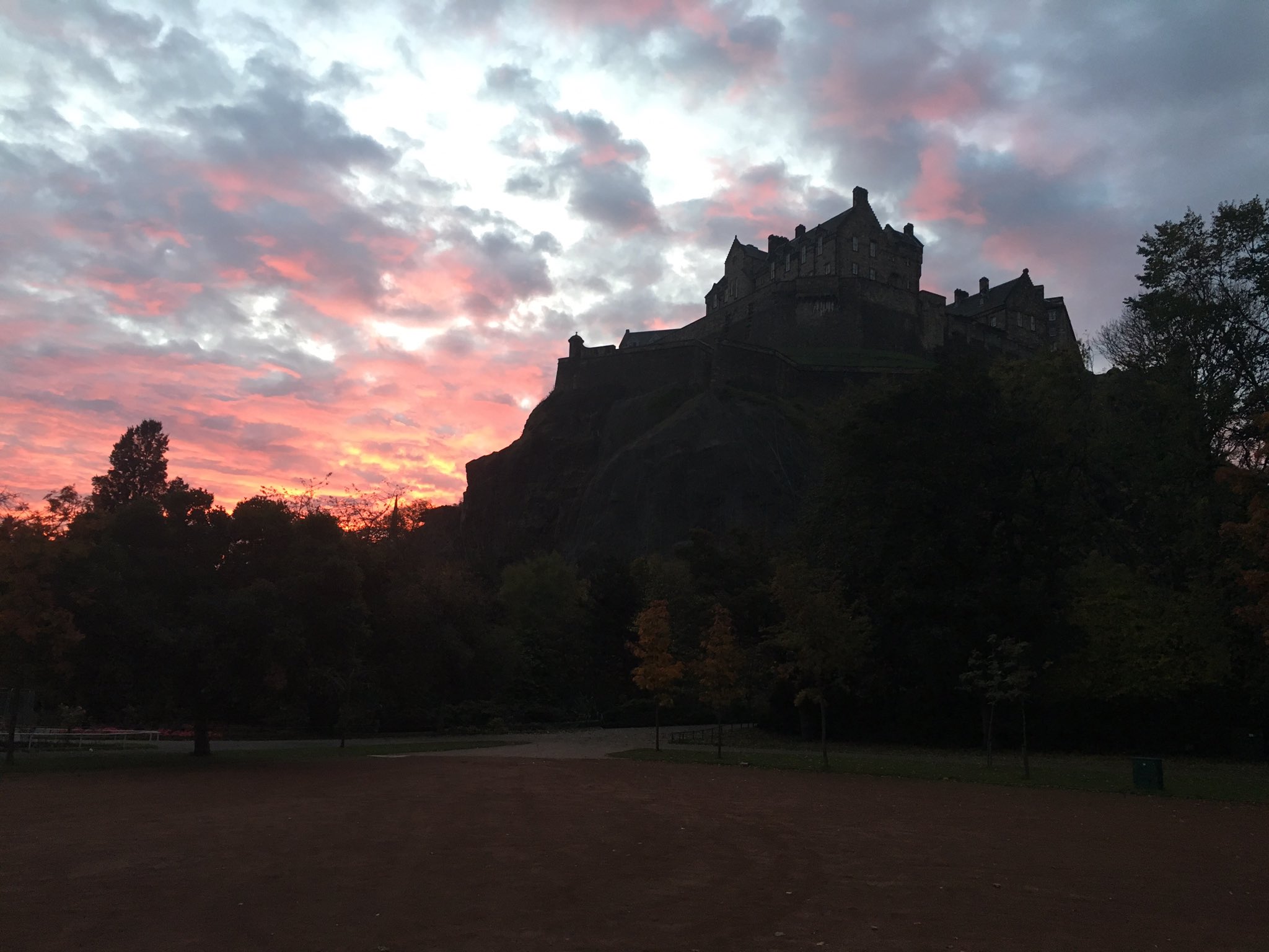 Red skies Edinburgh Castle